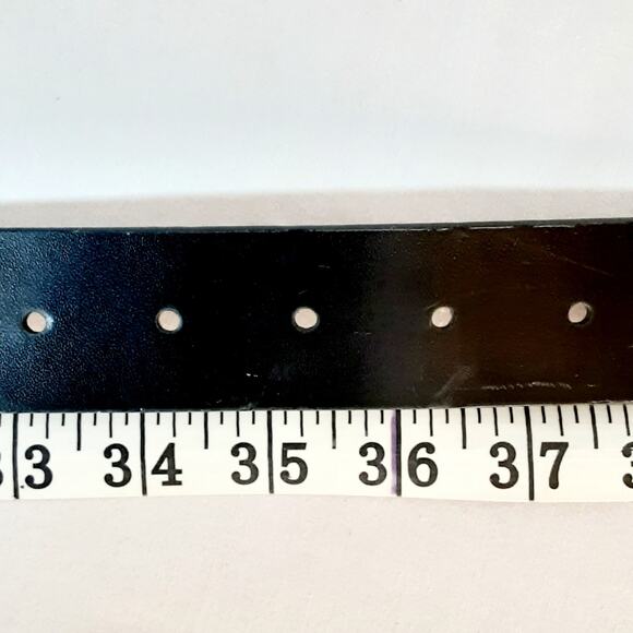 Womens Black Leather Belt Large Waist Jumbo Gray Ornate Oval Metal Buckle main image 9
